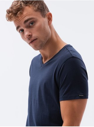 Tmavě modré pánské tričko bez potisku Ombre Clothing S1369