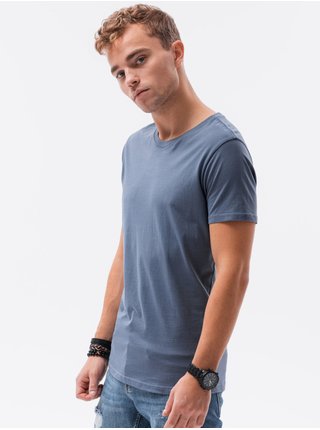 Modré pánské tričko bez potisku Ombre Clothing S1370 basic basic