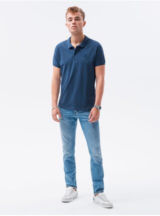 Tmavě modré pánské basic polo tričko Ombre Clothing 