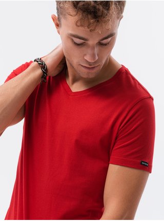 Červené pánské tričko bez potisku Ombre Clothing S1369 basic basic