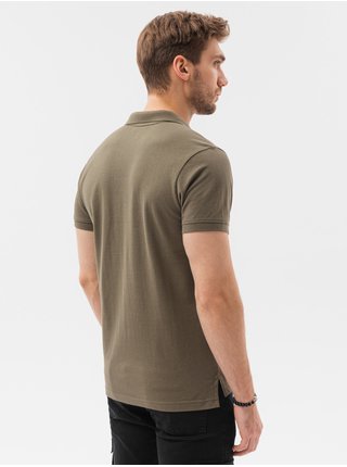 Khaki pánské polo tričko s logem Ombre Clothing S1374 basic basic