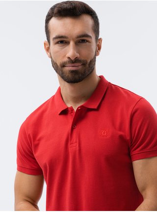 Červené pánské polo tričko bez potisku Ombre Clothing S1374 basic basic