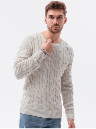 Bílý pánský svetr Ombre Clothing E195