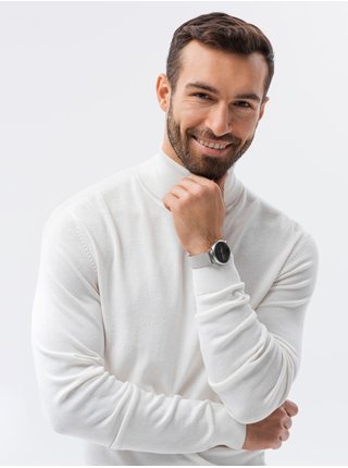 Bílý pánský svetr s rolákem Ombre Clothing E179 basic basic
