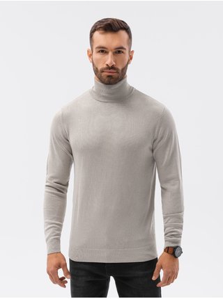 Světle šedý pánský svetr s rolákem Ombre Clothing E179