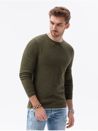 Tmavě želený pánský svetr Ombre Clothing E121