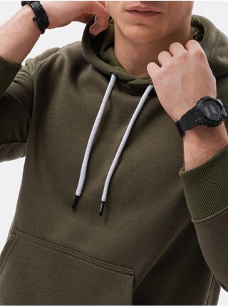 Tmavě zelená pánská mikina s kapucí Ombre Clothing B979 basic basic