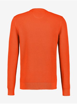 Oranžový pánský žebrovaný basic svetr LERROS