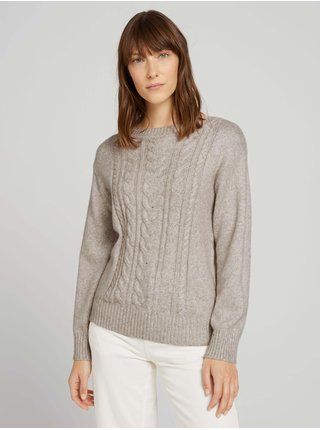 Béžový dámský svetr s copánky Tom Tailor