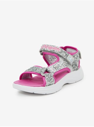 Růžovo-šedé holčičí třpytivé sandály Skechers