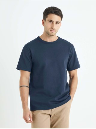Tmavě modré pánské basic tričko Celio Tebix 