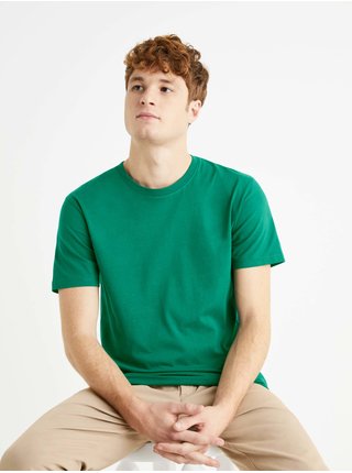 Zelené pánské basic tričko Celio Tebase 
