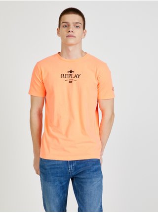 Neonově oranžové pánské tričko Replay