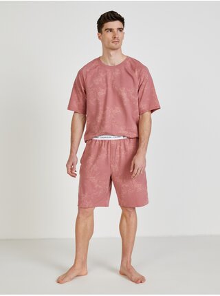 Růžové pánské vzorované kraťasy na spaní Calvin Klein Underwear