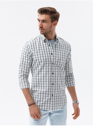 Černo-bílá kostkovaná pánská košile Ombre Clothing K620