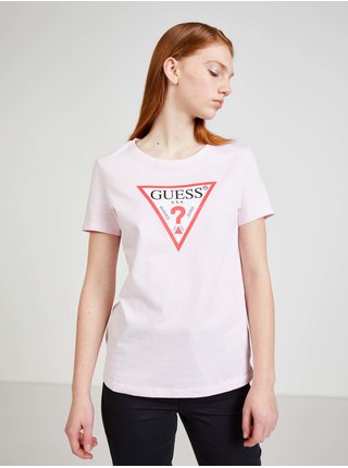 Světle růžové dámské tričko Guess