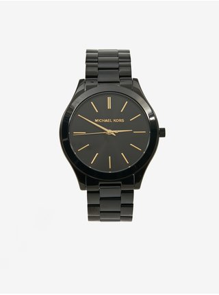 Černé dámské hodinky s nerezovým páskem Michael Kors Slim Runway