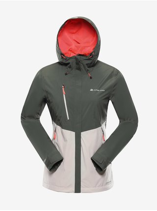 Béžovo-khaki dámská sportovní bunda s kapucí Alpine Pro LANKA
