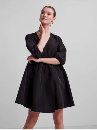 Čierne zavinovacie šaty s 3/4 rukávm Pieces Jylla