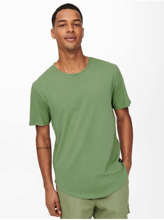 Zelené prodloužené basic tričko ONLY & SONS Matt