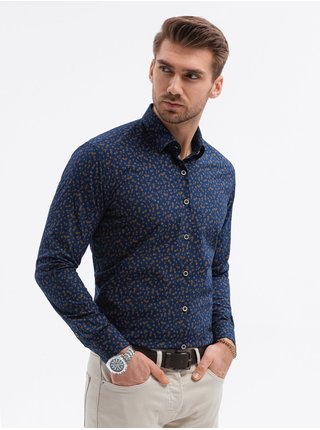 Tmavě modrá pánská košile Ombre Clothing K599