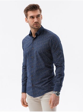 Tmavě modrá pánská košile Ombre Clothing K613