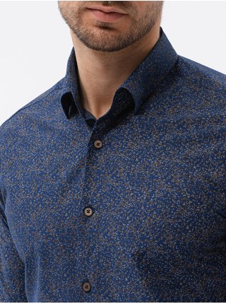 Pánská košile s dlouhým rukávem - námořnická modrá K613