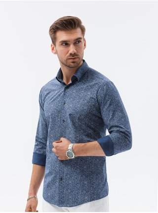 Tmavě modrá pánská košile Ombre Clothing K598