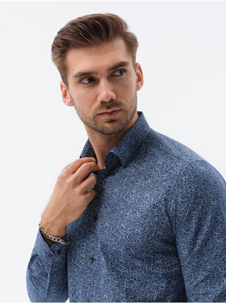 Tmavě modrá pánská košile Ombre Clothing K598
