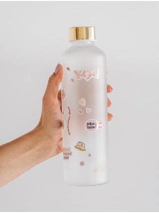 Skleněná lahev se třemi sadami samolepek Equa Mismatch DIY Velvet White (750 ml) 