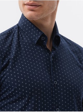 Pánská elegantní košile s dlouhým rukávem - námořnická modrá K600