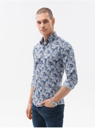 Modrá pánská košile Ombre Clothing K610
