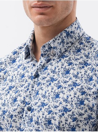 Bílo-modrá pánská košile Ombre Clothing K612