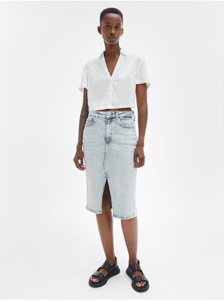Svetlomodrá dámska rifľová sukňa s rozparkom Calvin Klein Jeans