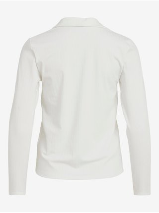 Bílé žebrované tričko s límečkem VILA Nobella