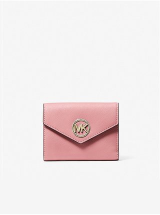 Světle růžová dámská malá kožená peněženka Michael Kors Greenwich