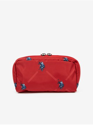 Červená dámska vzorovaná kozmetická taška U.S. Polo Assn.