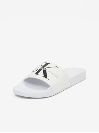 Bílé pánské pantofle Slide Monogram Calvin Klein Jeans