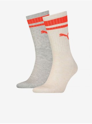 Sada dvou párů pánských ponožek v krémové a světle šedé barvě Puma
