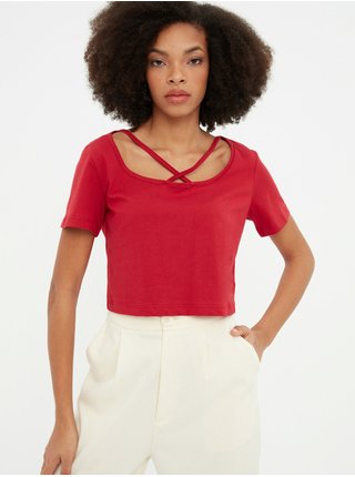 Červené dámské cropped tričko Trendyol
