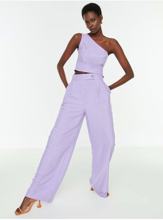 Světle fialové dámské široké kalhoty Trendyol