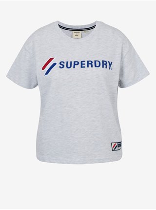 Světle šedé dámské tričko s potiskem Superdry Sportstyle Graphic Boxy Tee 