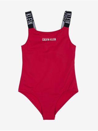 Tmavoružové dievčenské jednodielne plavky Calvin Klein Underwear