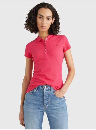 Tmavě růžové dámské polo tričko Tommy Hilfiger