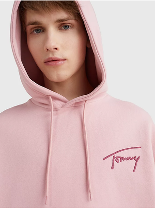 Růžová pánská mikina s kapucí Tommy Jeans