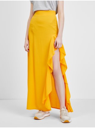 Žlutá dámská maxi sukně s rozparkem Trendyol