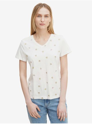Bílé dámské vzorované tričko Tom Tailor