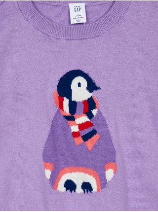Fialový dievčenský sveter GAP tučniak