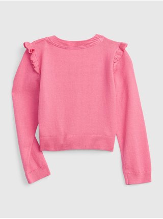 Růžový holčičí svetr s volánkem GAP