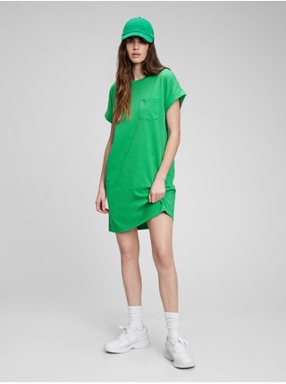 Zelené dámské šaty bavlněné šaty GAP pocket tee